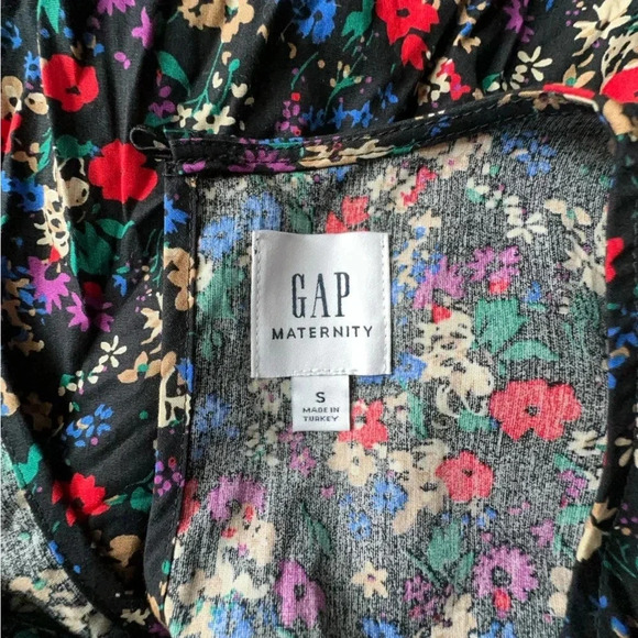 GAP MATERNITY NWOT BLACK COTTON FLORAL TIERED SWING DRESS | SMALL - Picture 9 of 9